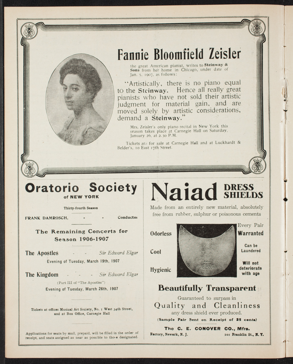 New York Philharmonic, January 25, 1907, program page 4