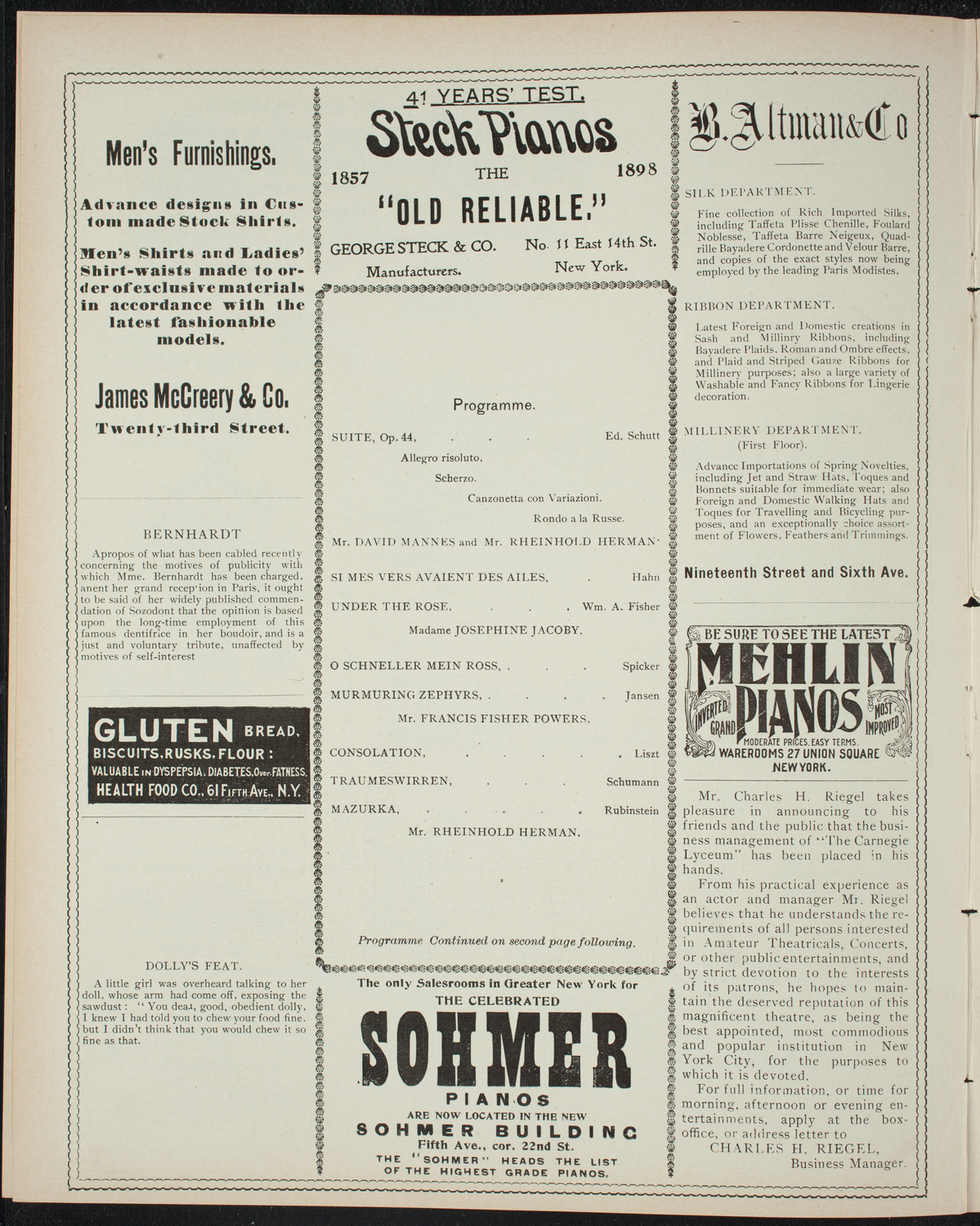 Powers-Mannes Wednesday Morning Musicale, March 2, 1898, program page 4