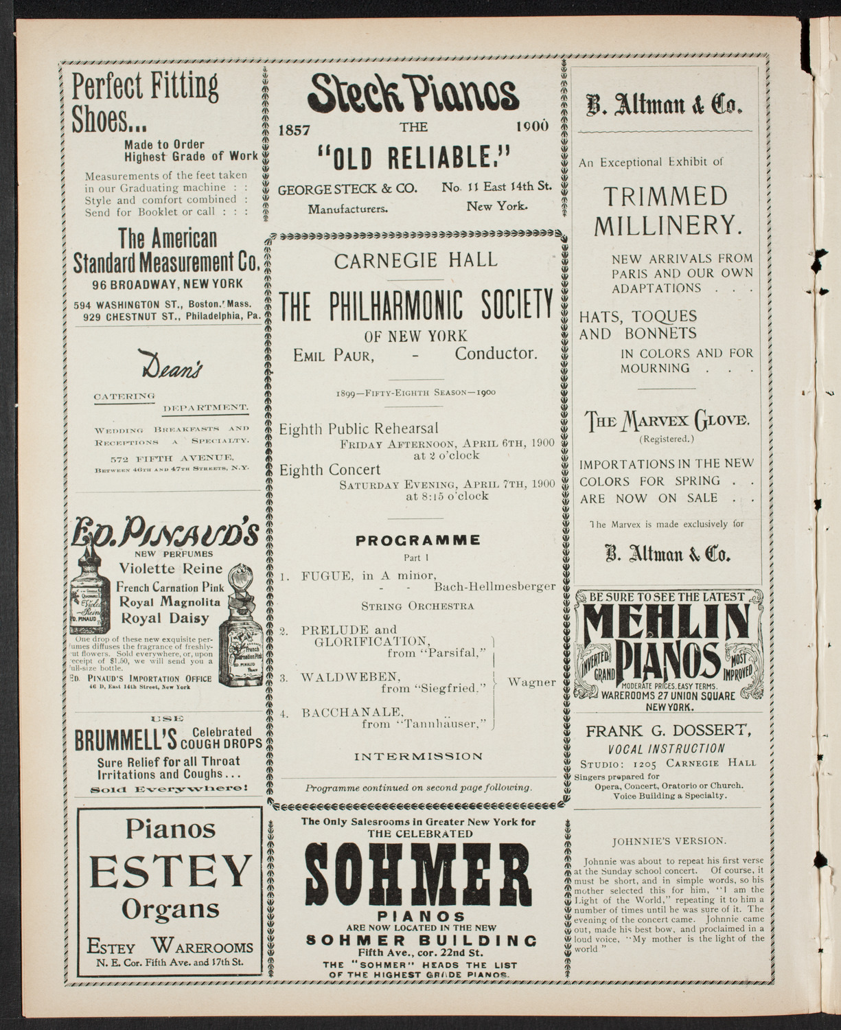 New York Philharmonic, April 6, 1900, program page 4