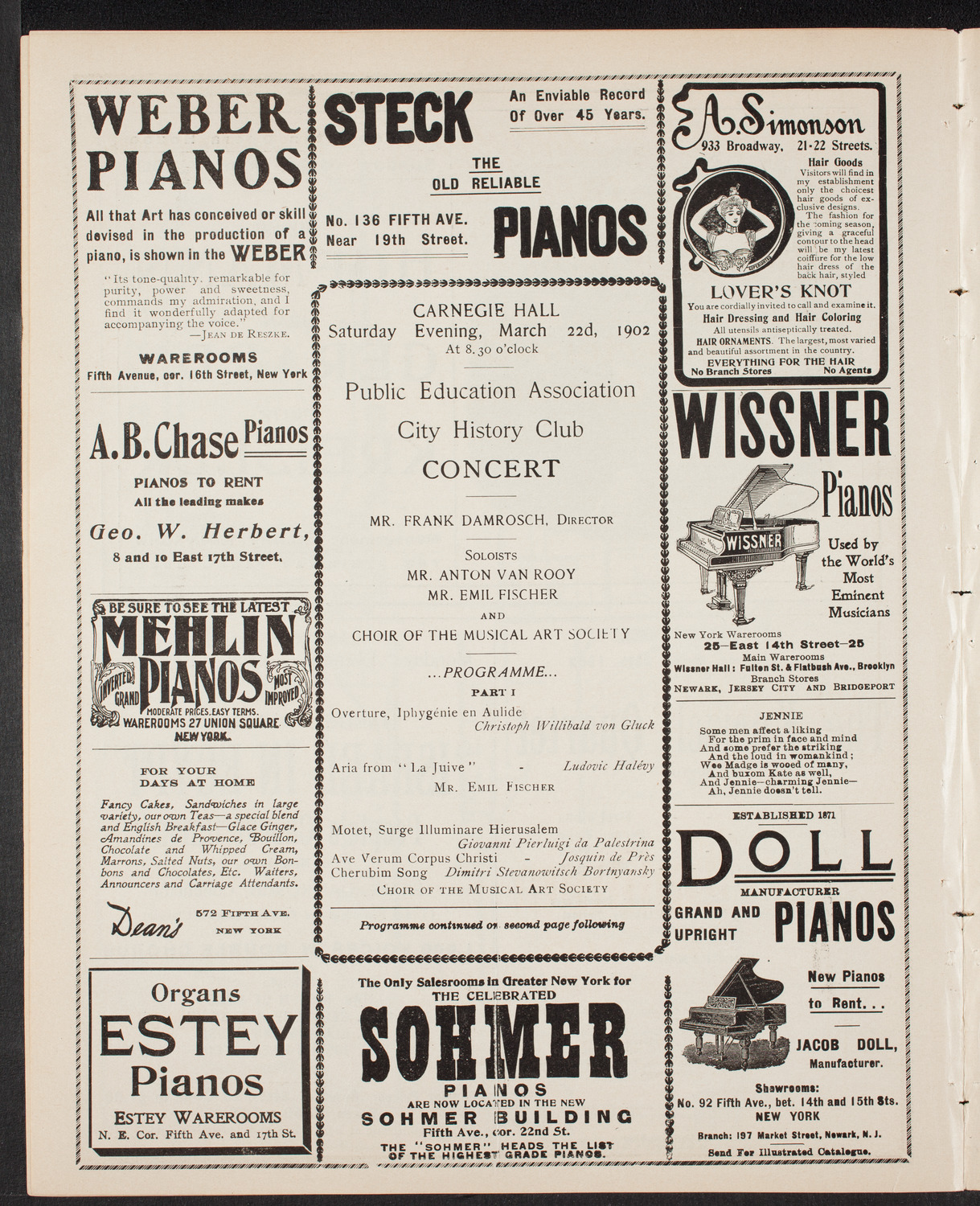 Public Education Association City History Club Concert, March 22, 1902, program page 6