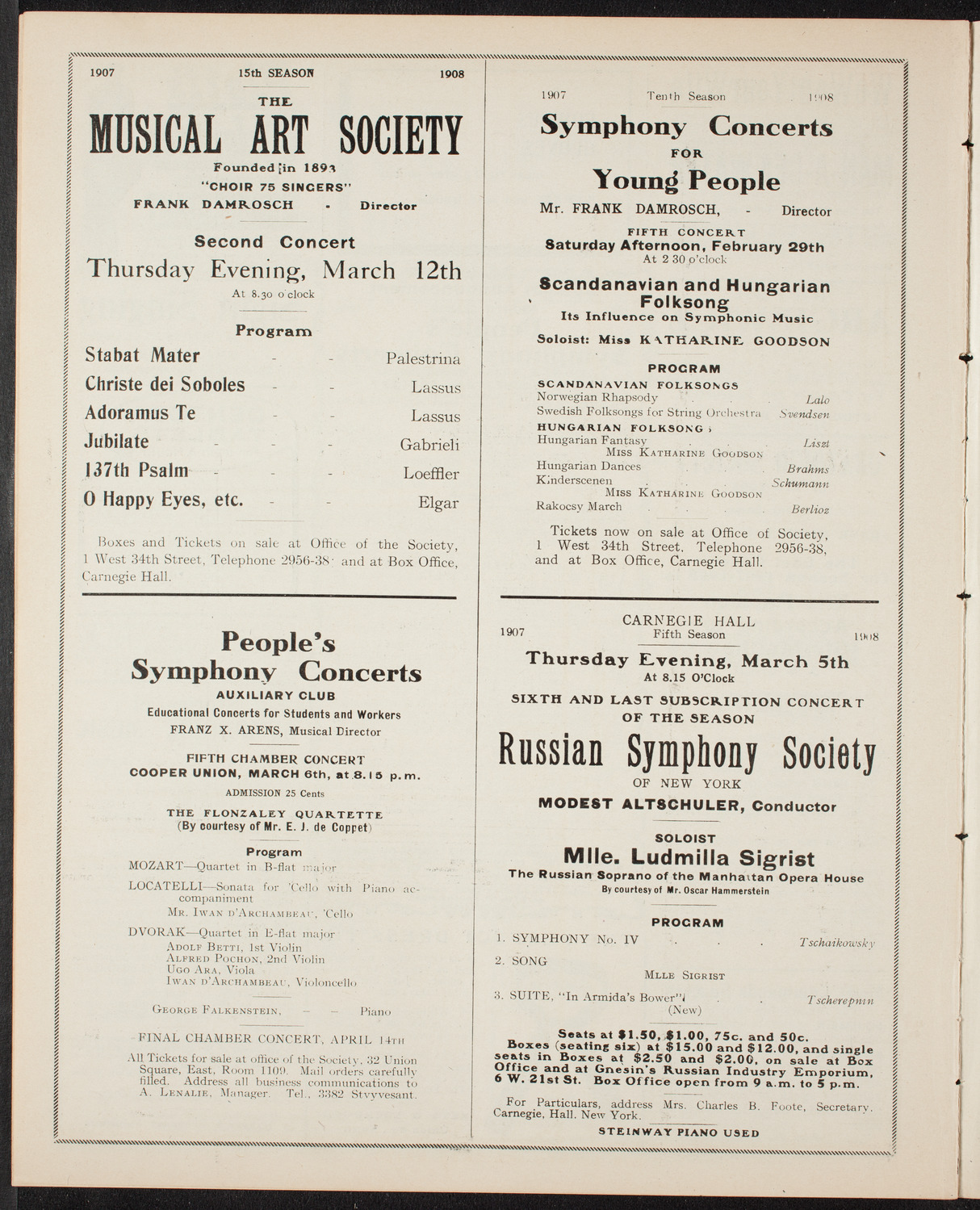People's Symphony Concert, February 21, 1908, program page 10