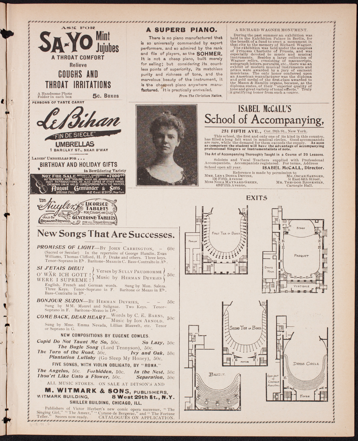 New York Philharmonic, November 18, 1899, program page 3