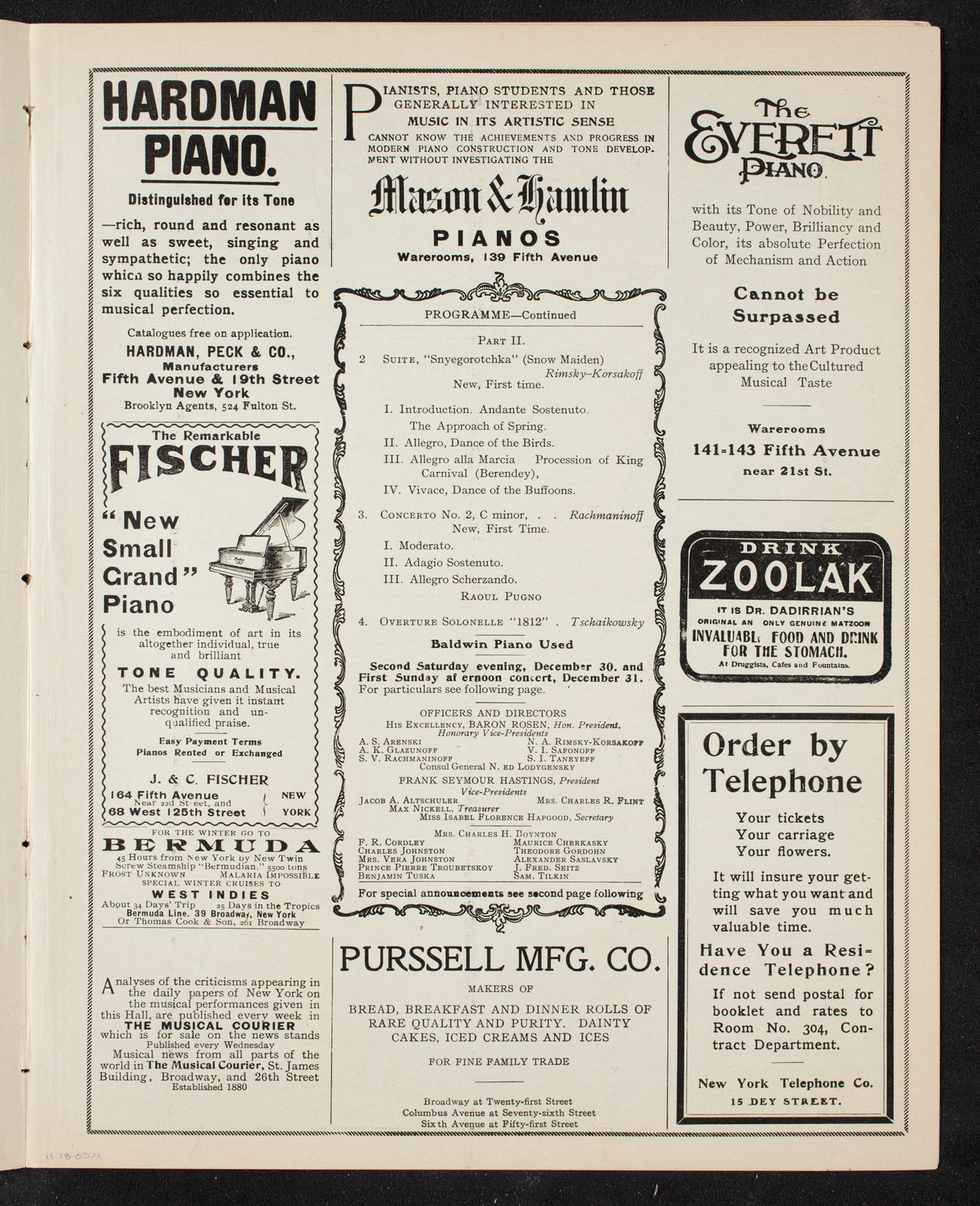 Russian Symphony Society of New York, November 18, 1905, program page 7