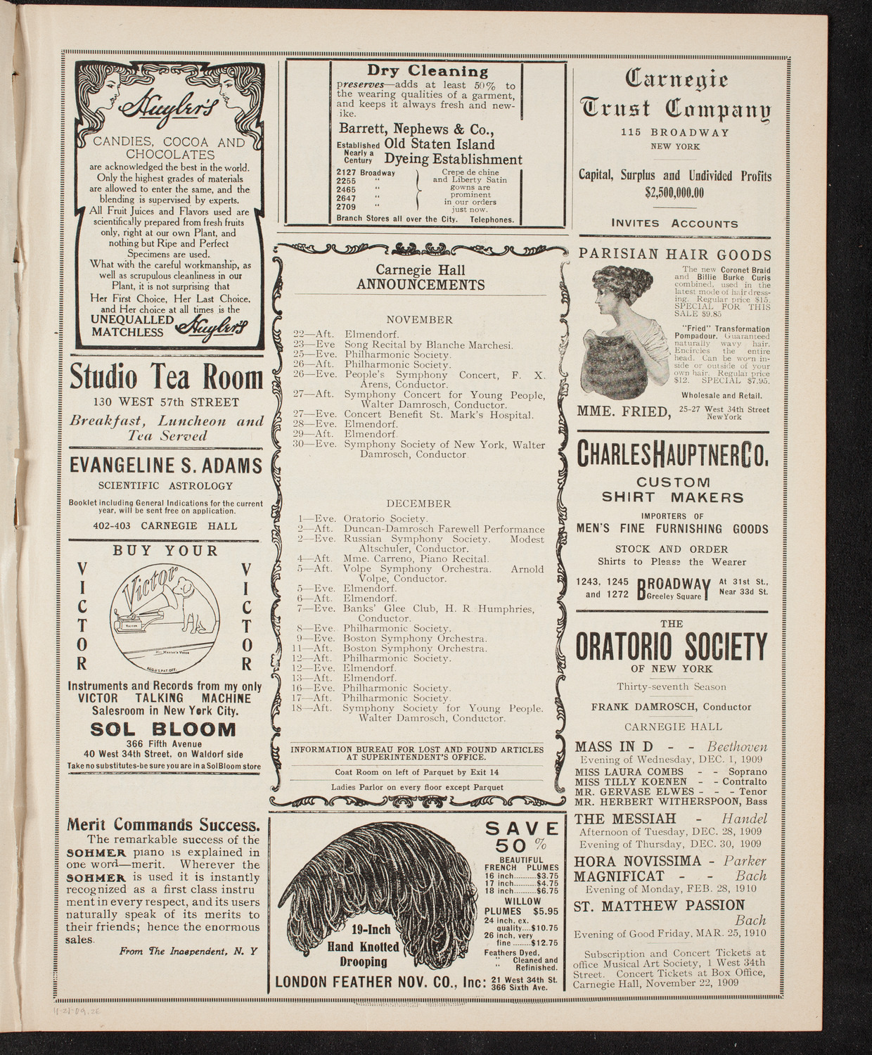 Elmendorf Lecture: At the Gates of the East, November 21, 1909, program page 3