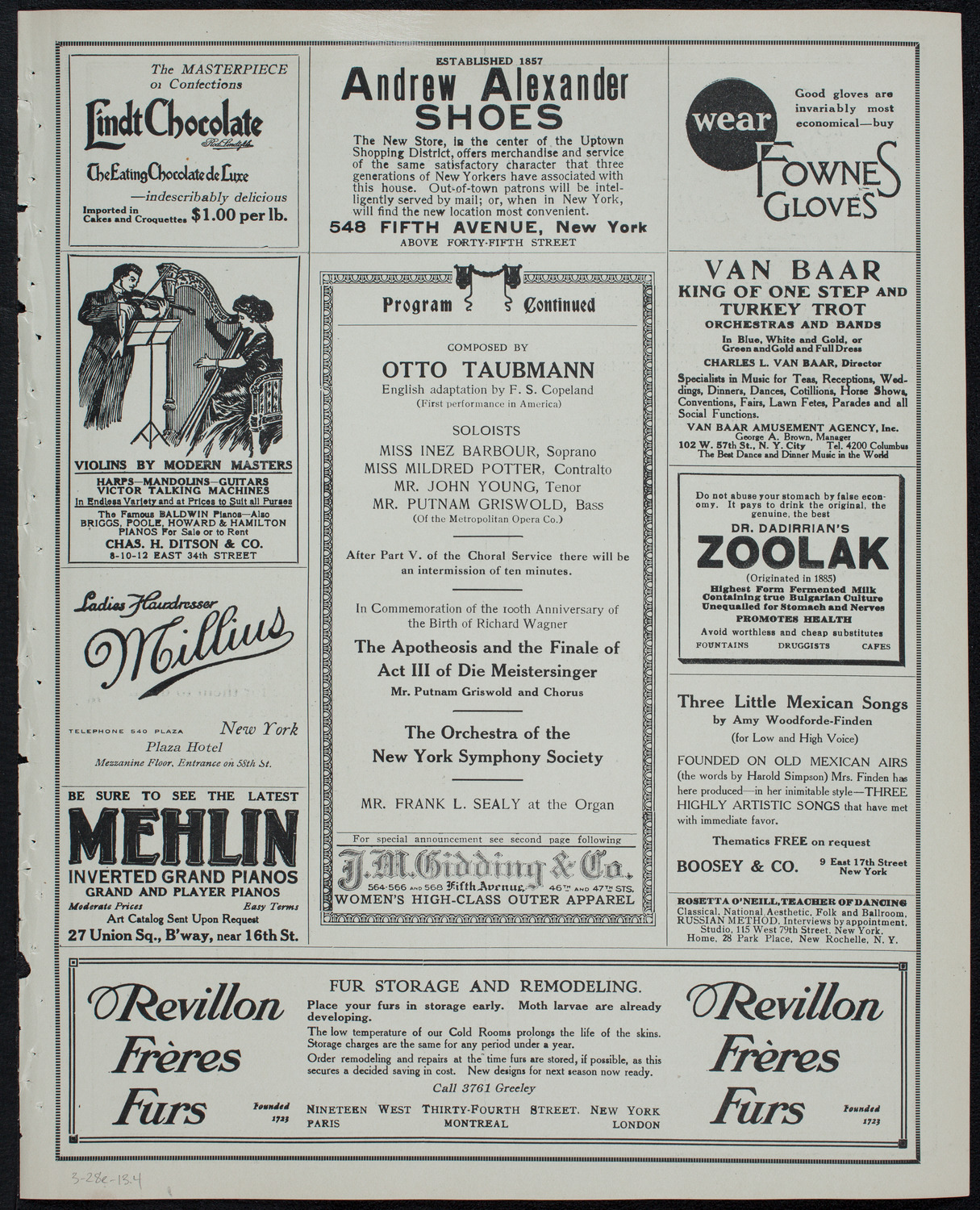Oratorio Society of New York, March 28, 1913, program page 7