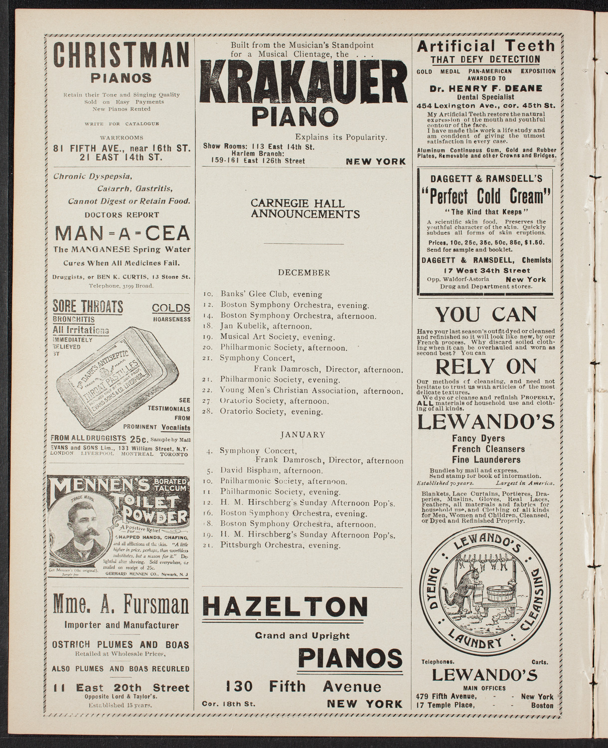 Benefit: German Hospital and Dispensary, December 8, 1901, program page 2
