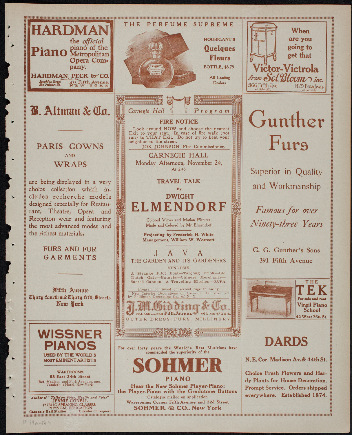 Elmendorf Lecture: Java, November 24, 1913, program page 5