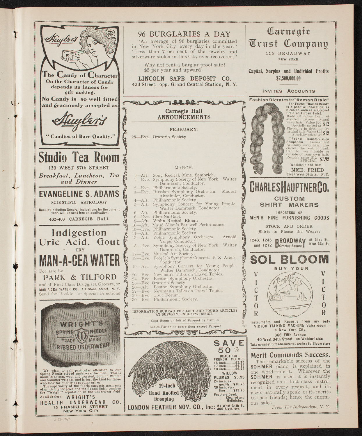 Boston Symphony Orchestra, February 26, 1910, program page 3