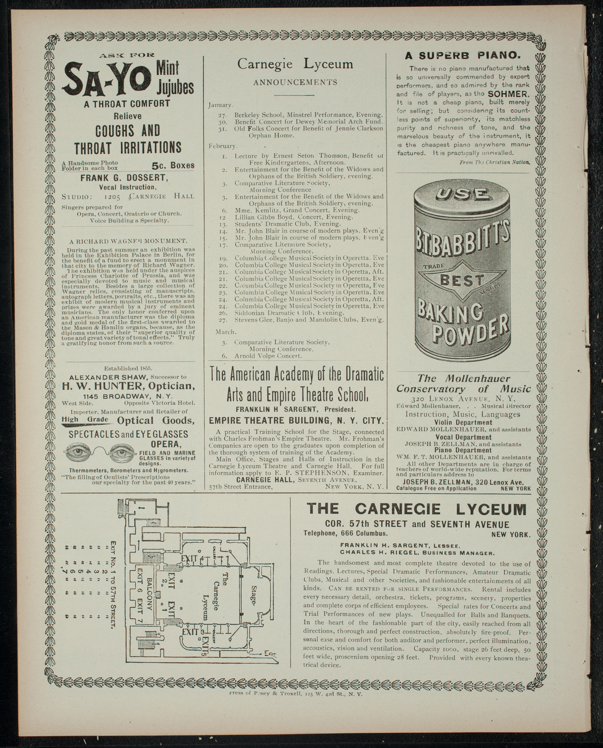 Exposa of the Misteries of Mind Reading, January 26, 1900, program page 4