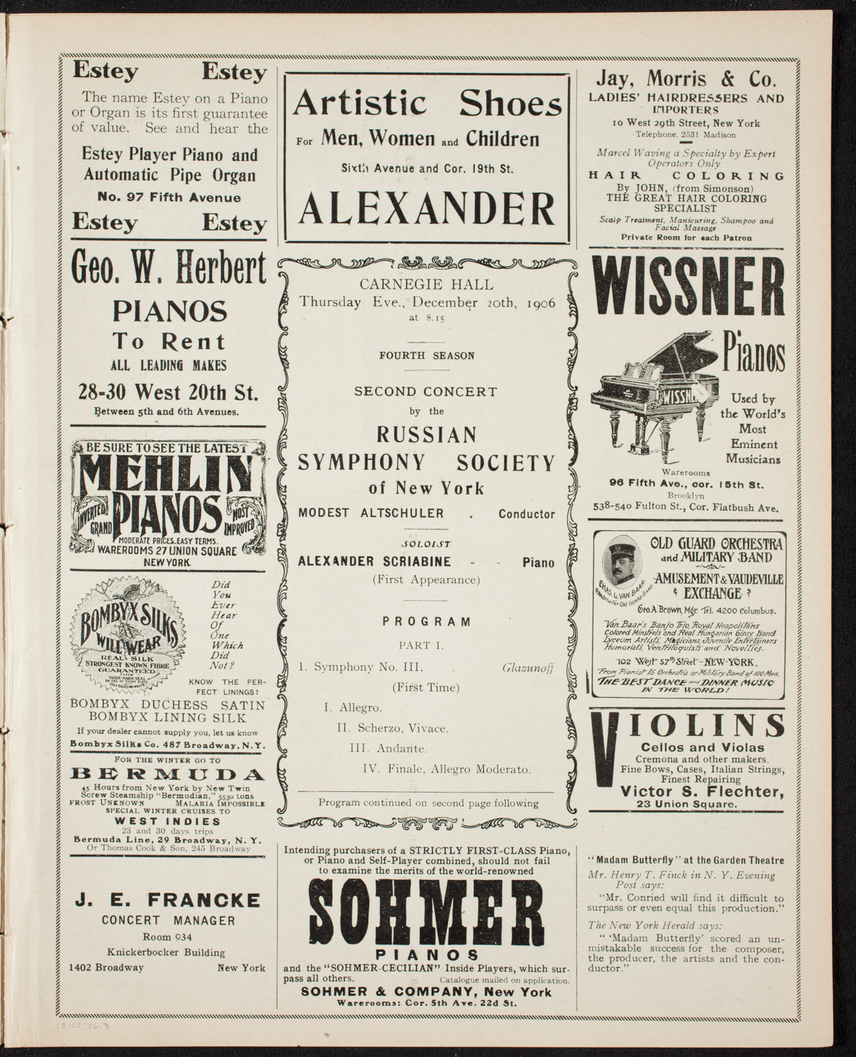 Russian Symphony Society of New York, December 20, 1906, program page 5