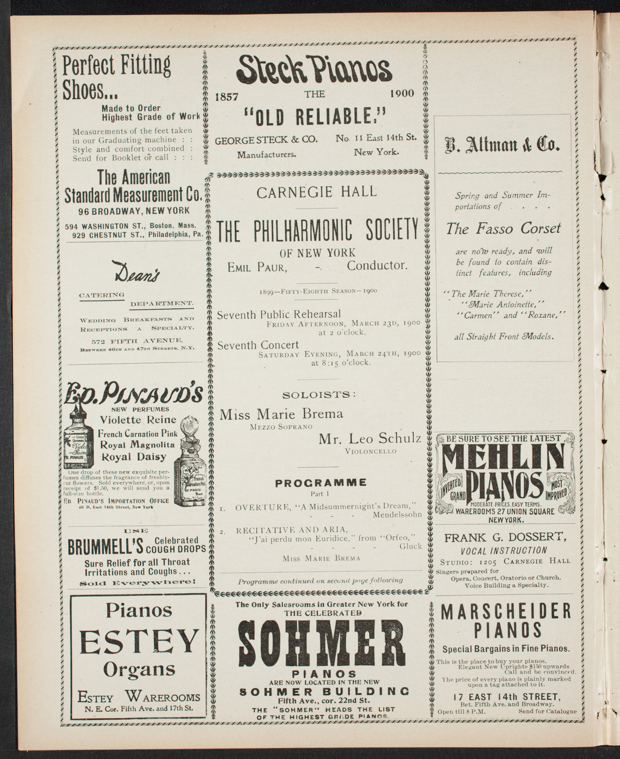 New York Philharmonic, March 23, 1900, program page 4