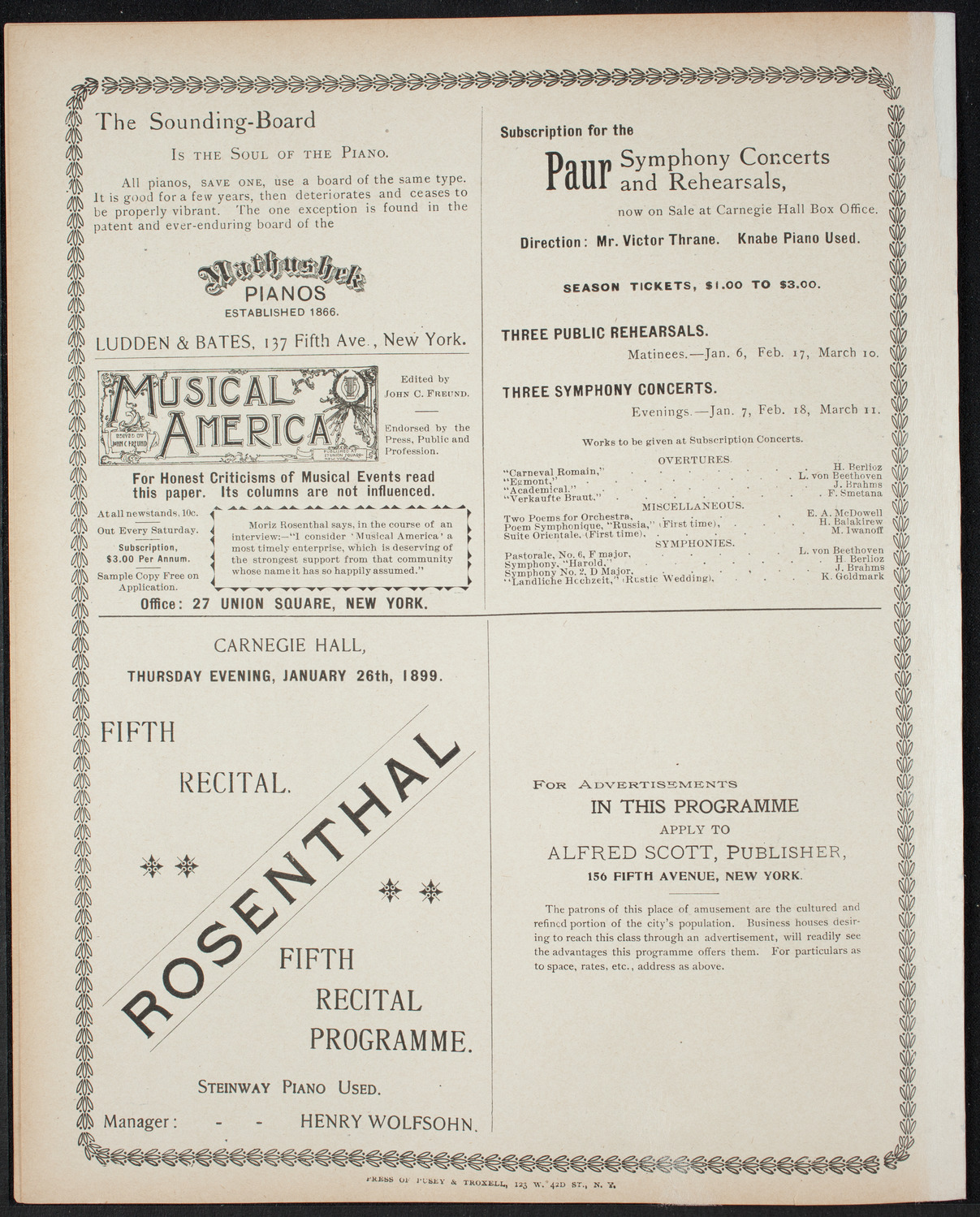 Paur Symphony Orchestra - Sunday Night Popular Concert, December 18, 1898, program page 8