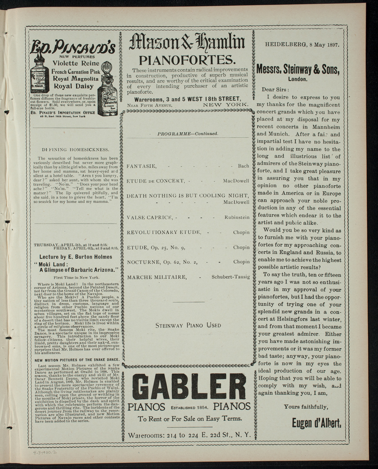 Florence Traub, April 3, 1900, program page 3