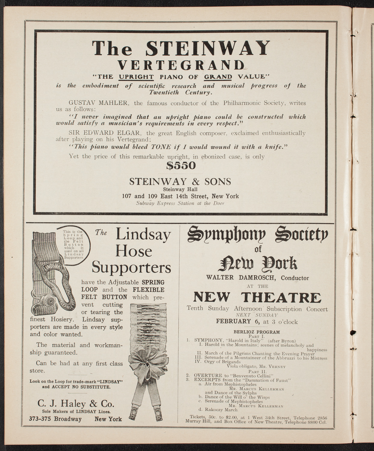New York Philharmonic, January 30, 1910, program page 4