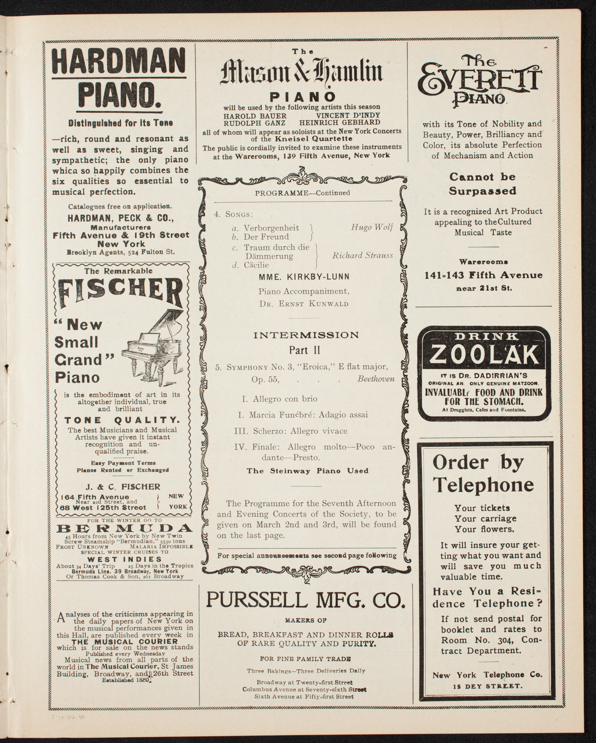 New York Philharmonic, February 10, 1906, program page 7