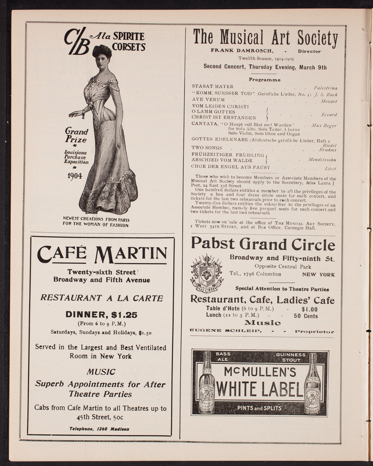 Franz von Vecsey, Violin, January 21, 1905, program page 8