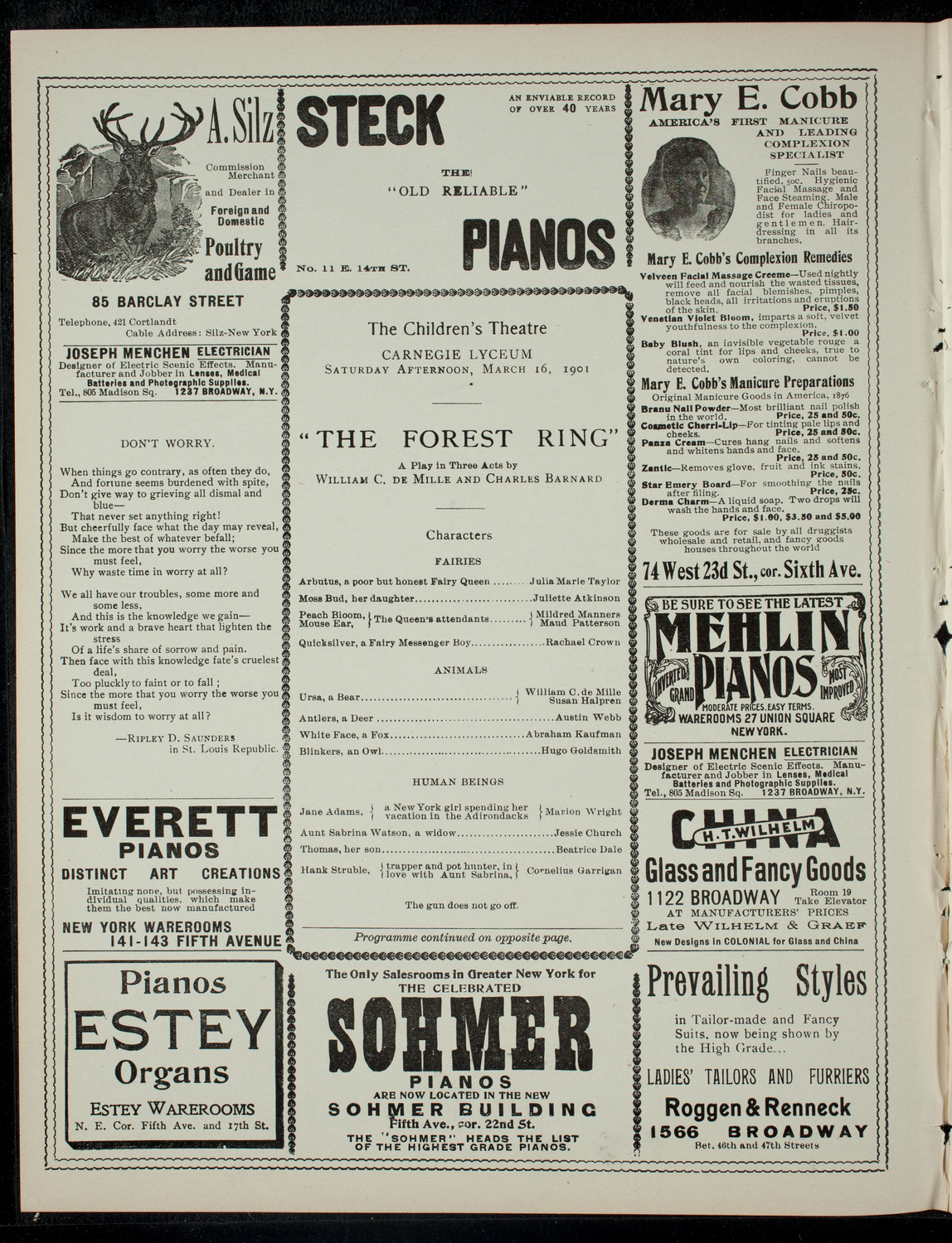 The Children's Theatre, March 16, 1901, program page 2