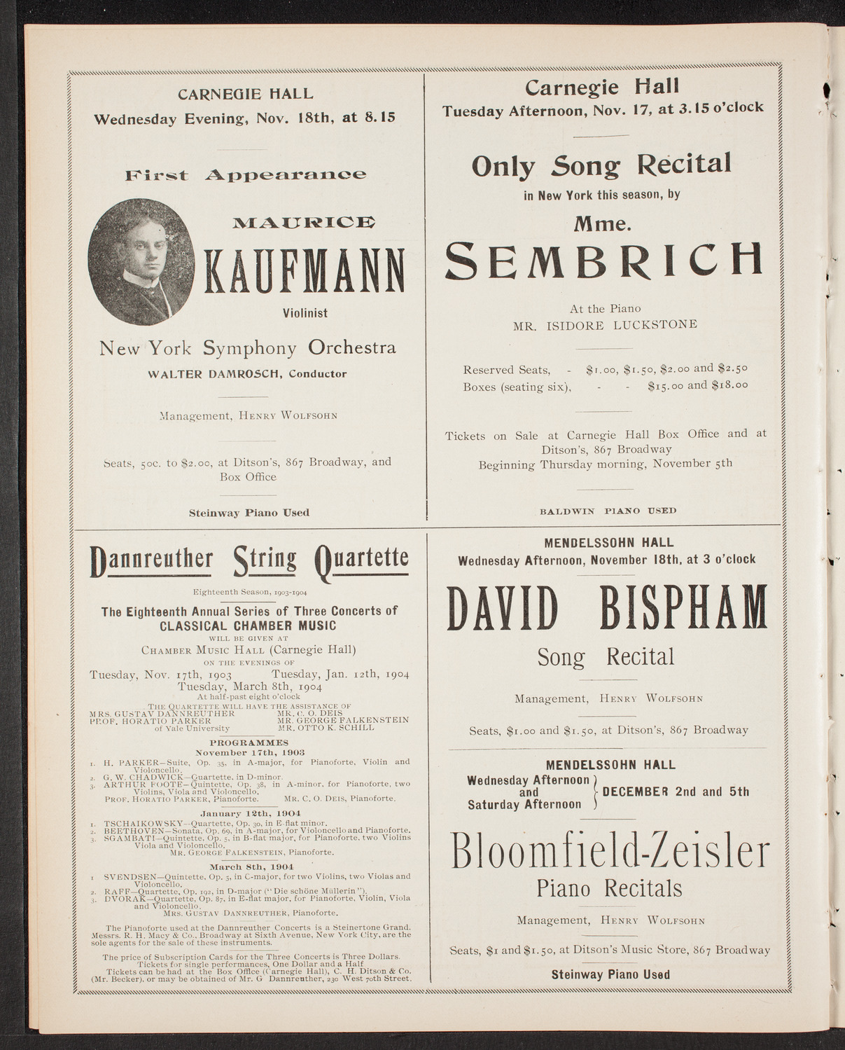 Edwin Grasse with Orchestra, November 12, 1903, program page 10