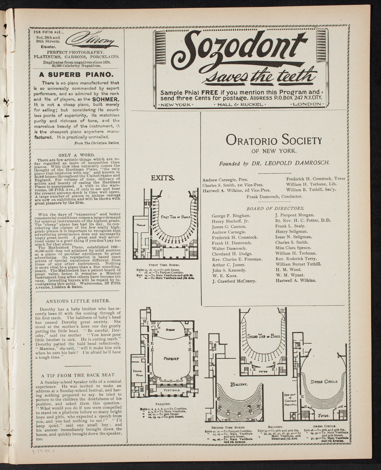 Meeting: Catholic Boys' Association, April 23, 1899, program page 3