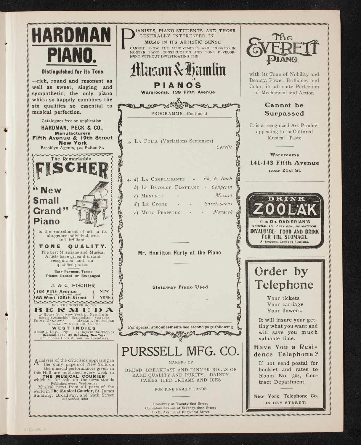 Marie Hall, Violin, November 22, 1905, program page 7