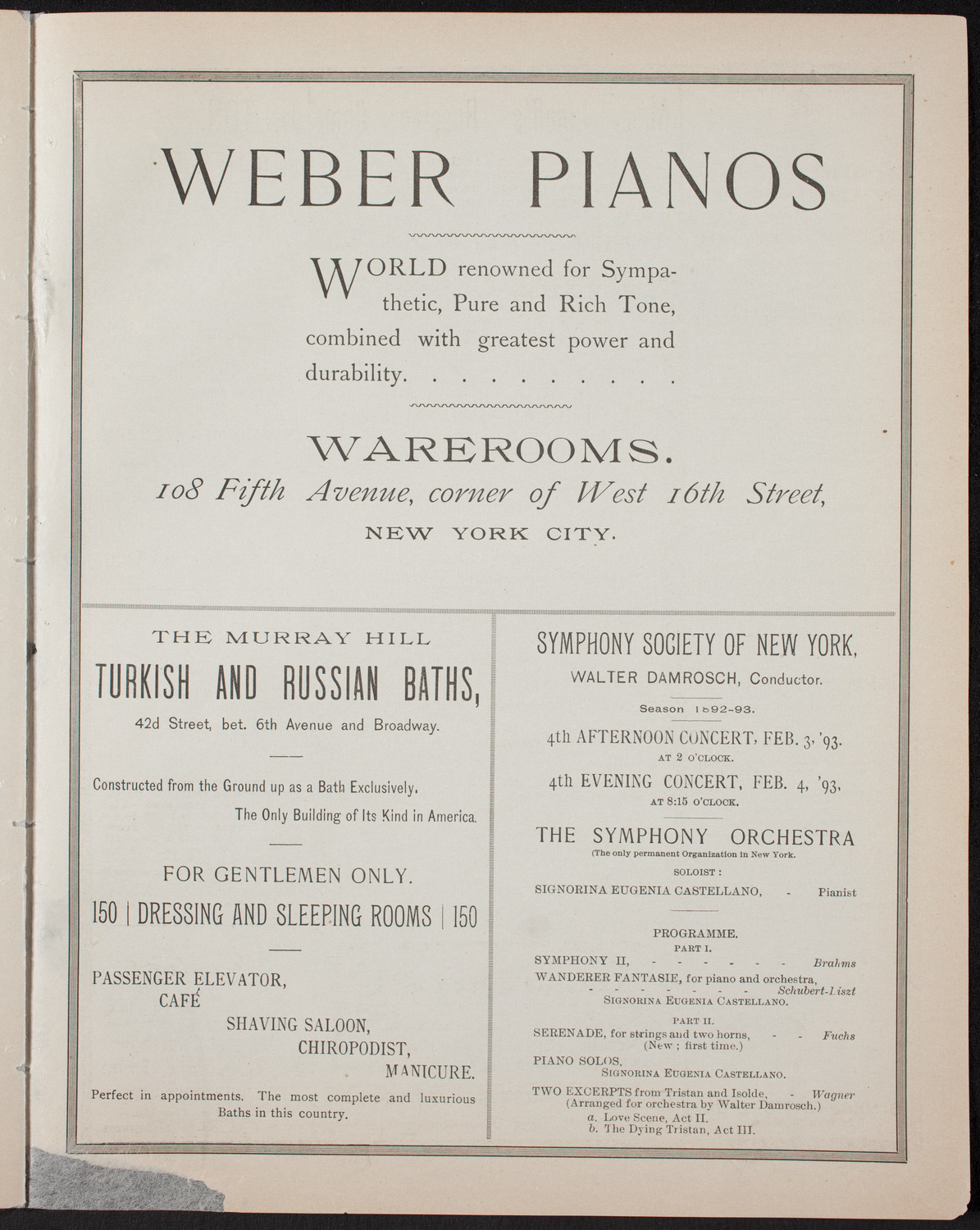 New York Philharmonic, January 13, 1893, program page 7