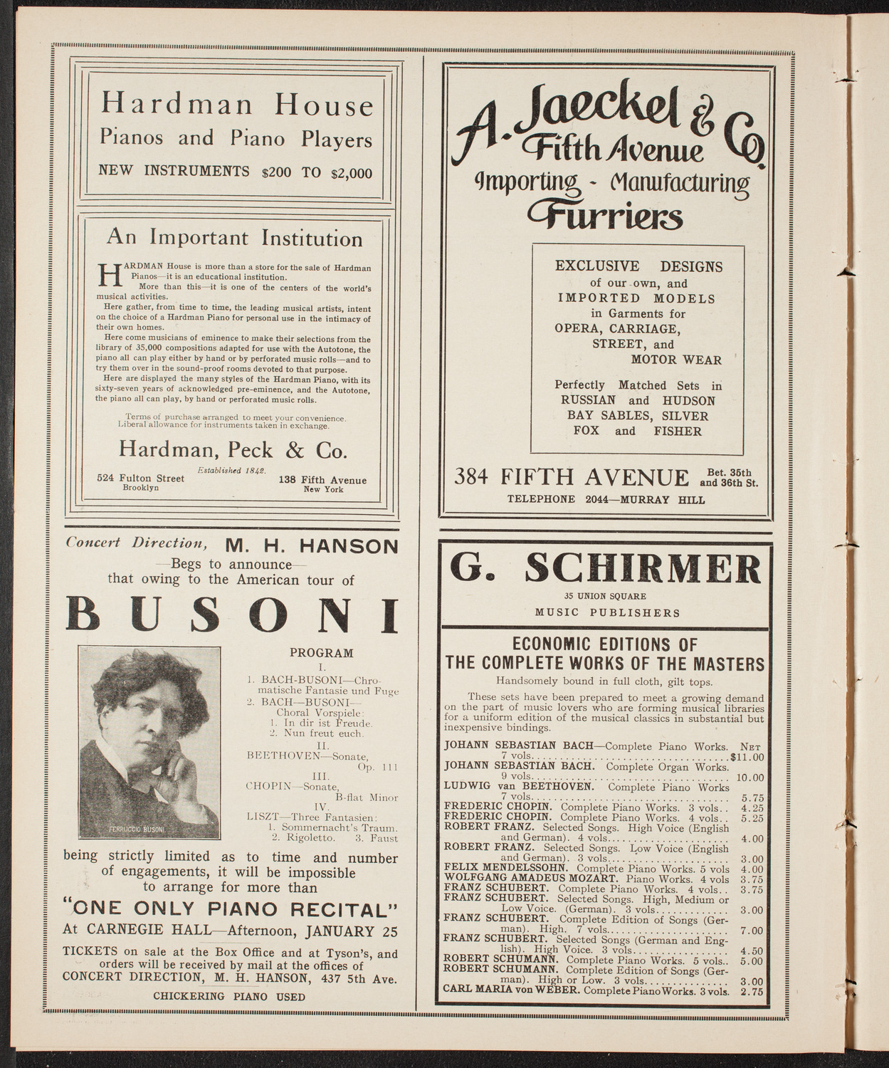 New York Philharmonic, January 20, 1910, program page 8