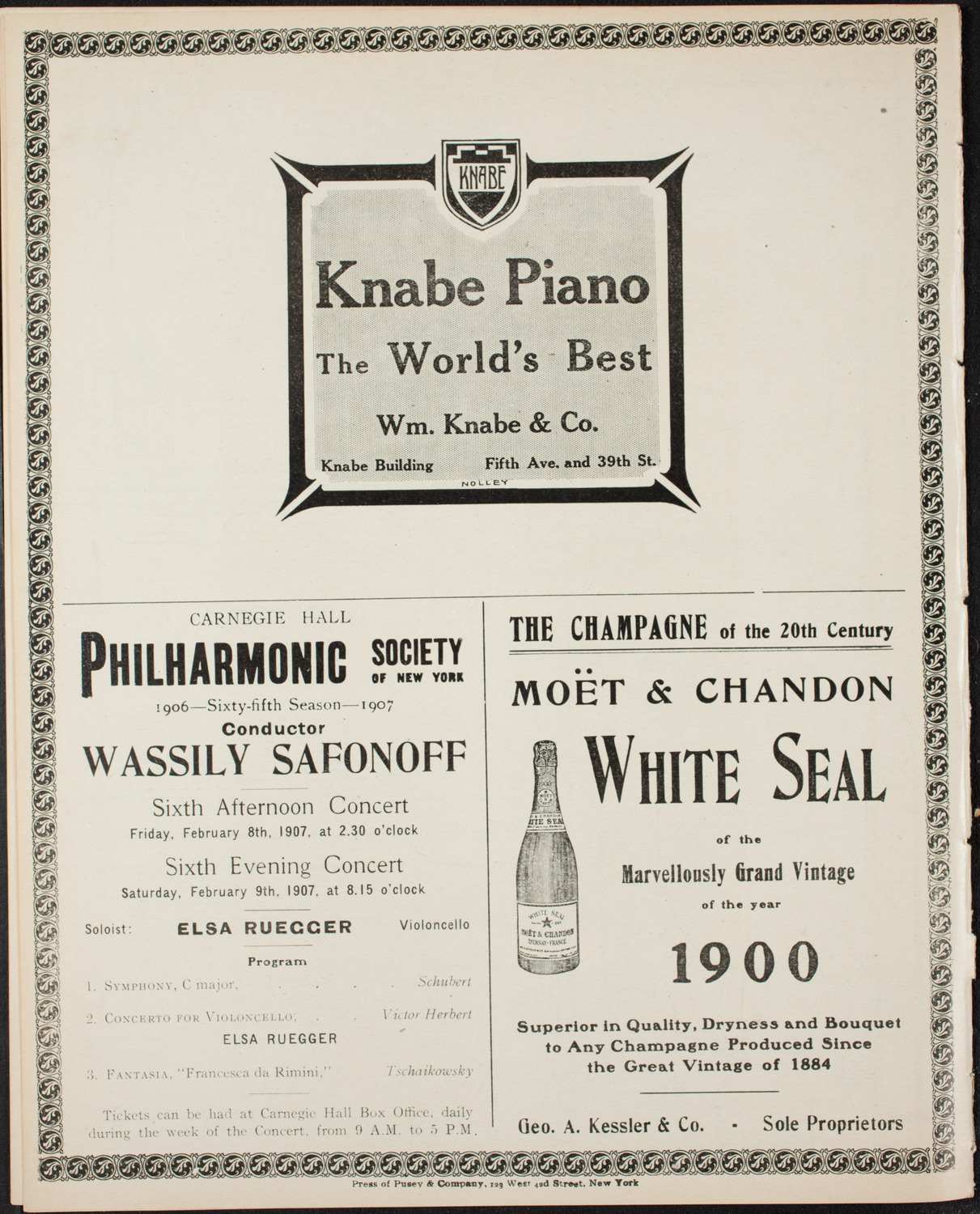 New York College of Music, February 3, 1907, program page 12