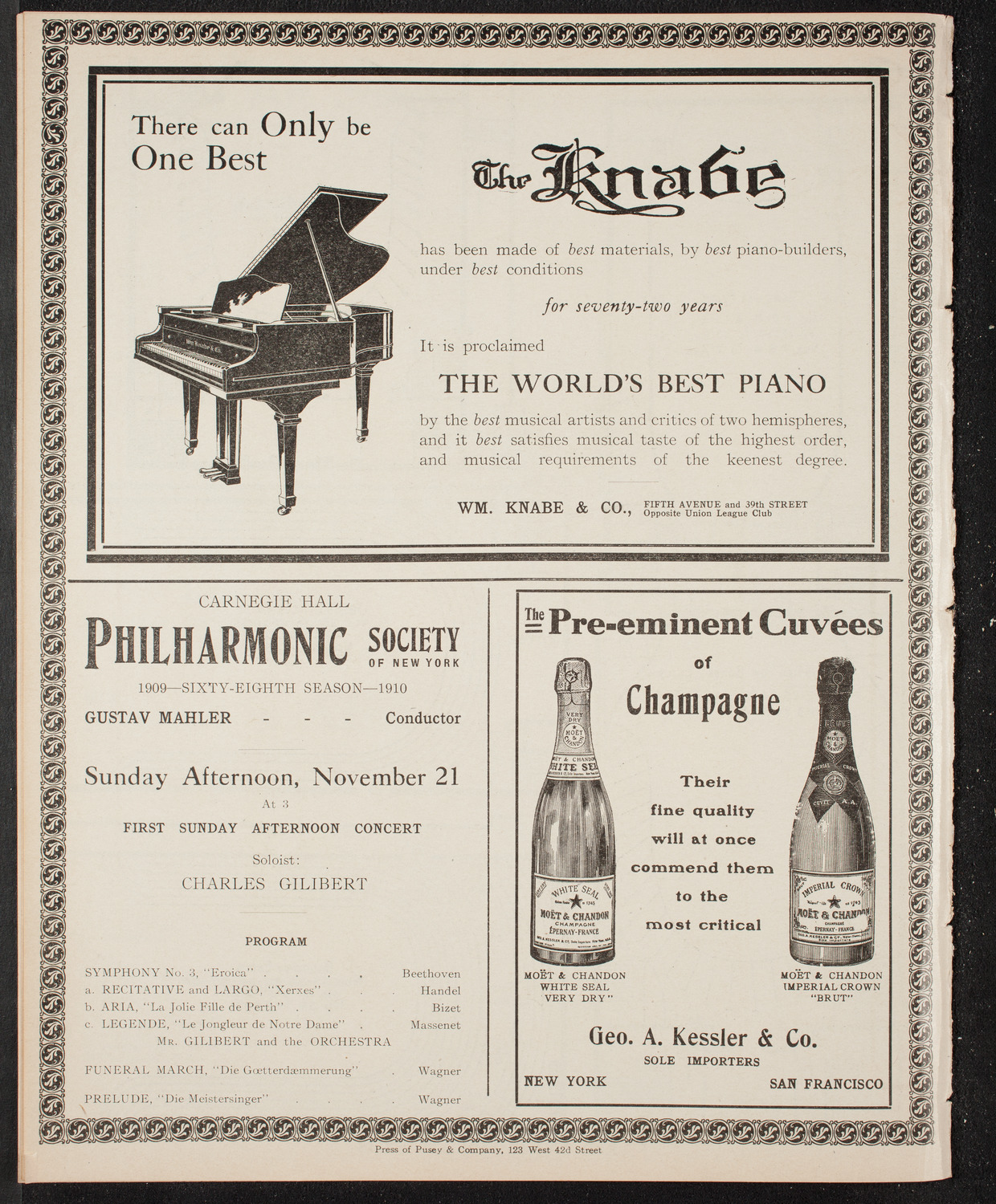 New York Philharmonic, November 19, 1909, program page 12