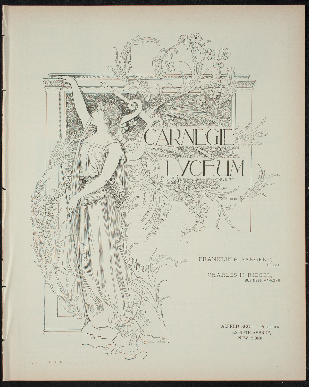 Performance by Senior Members of the American Academy of the Dramatic Arts, February 11, 1898, program page 1