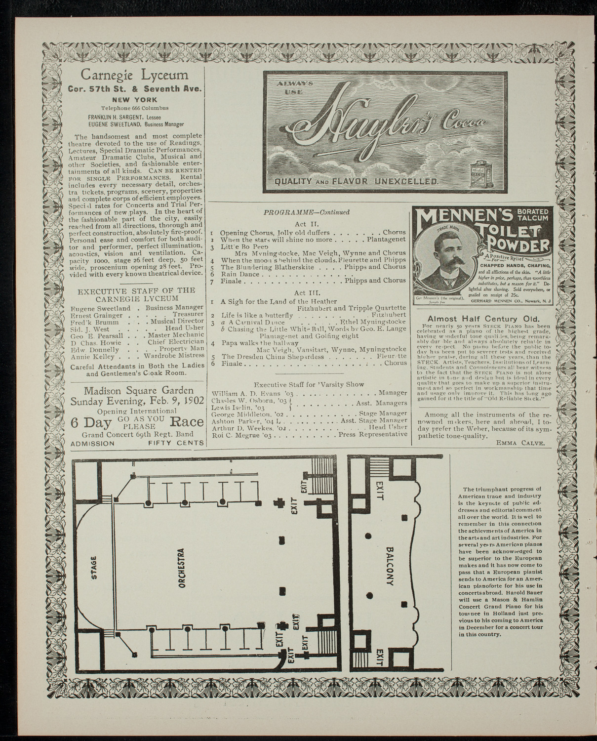 Columbia University Varsity Show, February 14, 1902, program page 4