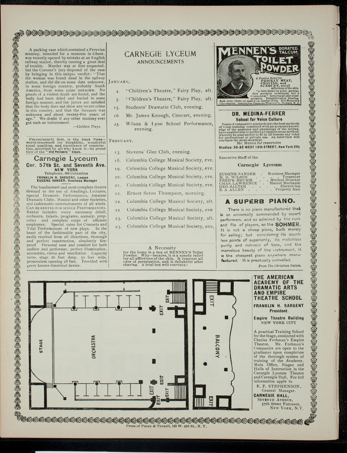 Concert by the Syracuse University Glee and Instrumental Clubs, January 3, 1901, program page 4