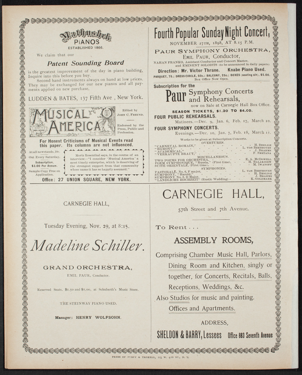 Frame's Concert Company, November 23, 1898, program page 8