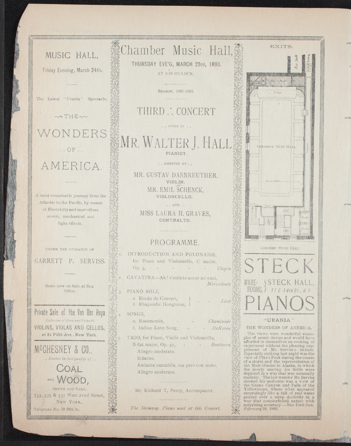 Walter J. Hall, March 23, 1893, program page 2