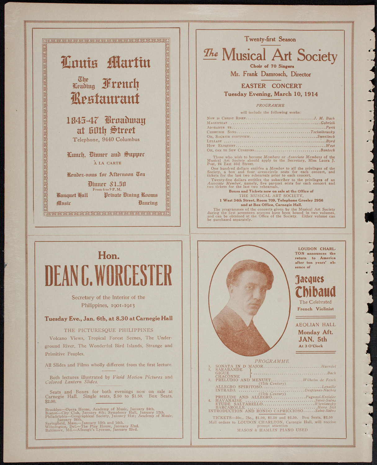 Lecture by Dean C. Worcester, December 30, 1913, program page 8