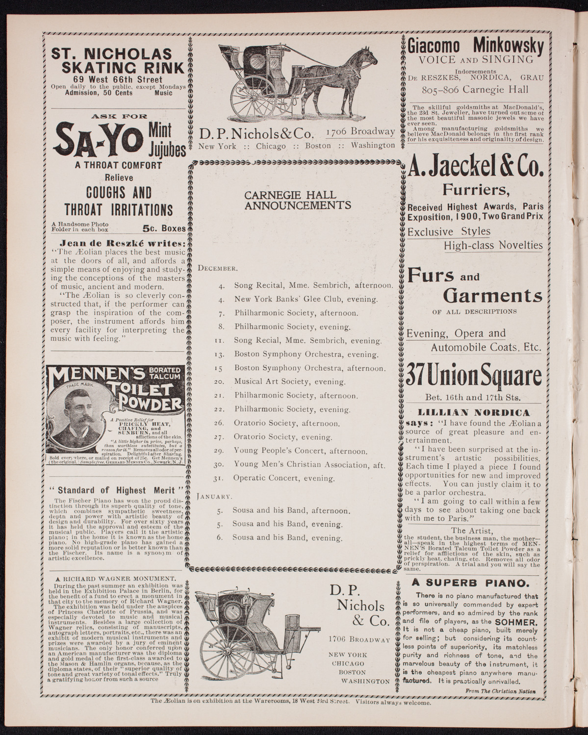 Benefit: German Hospital and Dispensary, December 2, 1900, program page 2