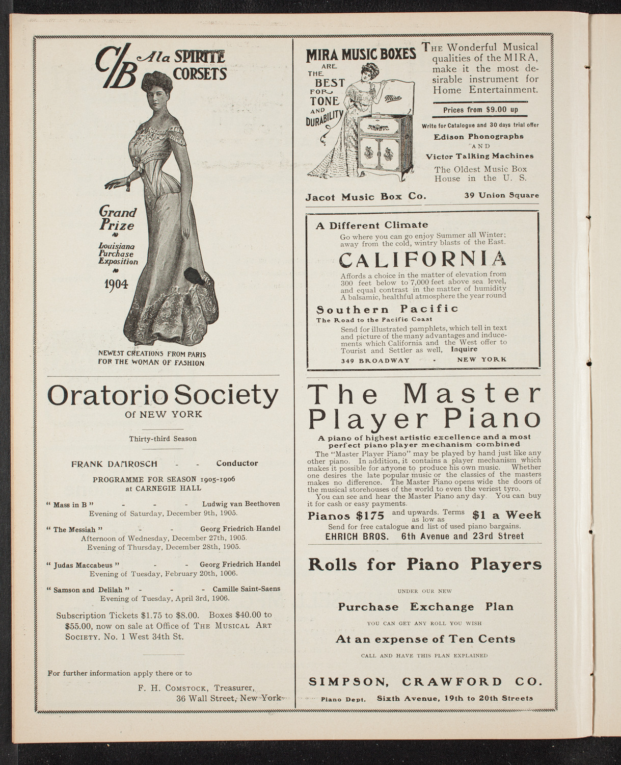 Alfred Reisenauer, Piano, November 19, 1905, program page 8