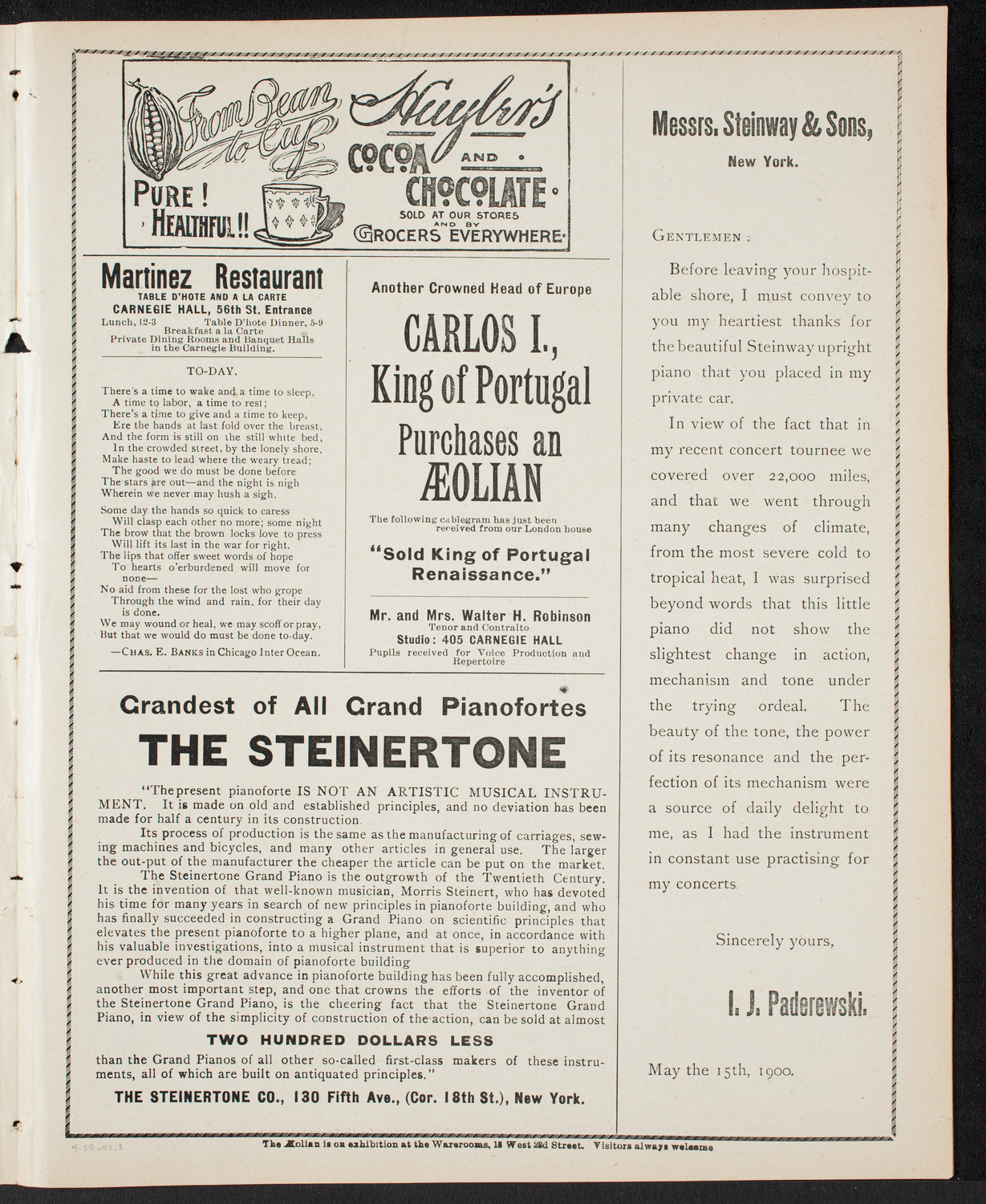 David Bispham, Baritone, April 28, 1901, program page 5