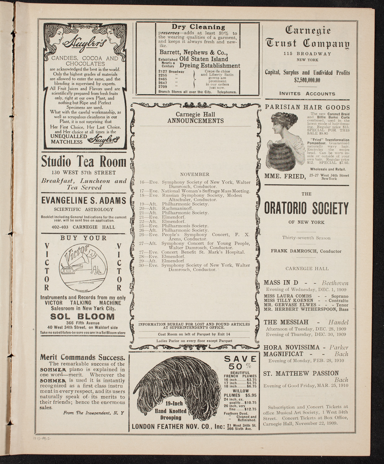 Elmendorf Lecture: At the Gates of the East, November 15, 1909, program page 3