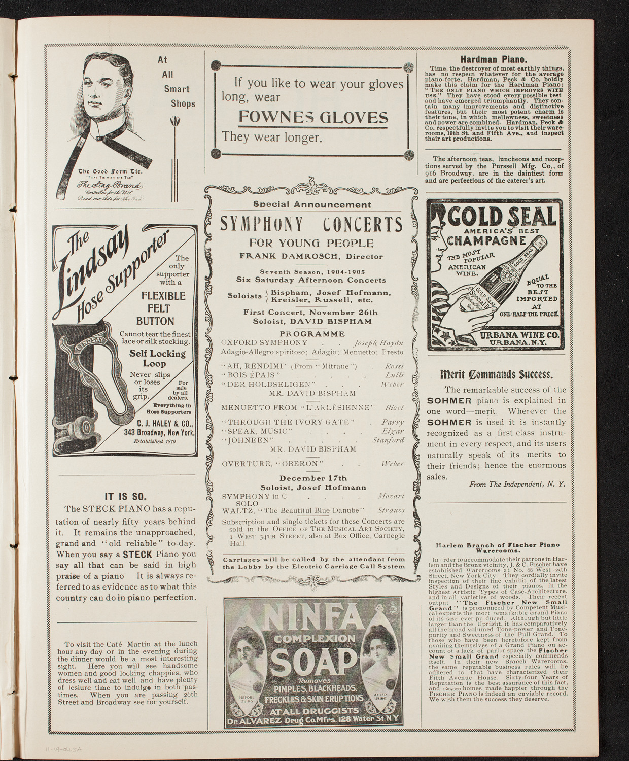 Josef Hofmann, Piano, November 19, 1904, program page 9