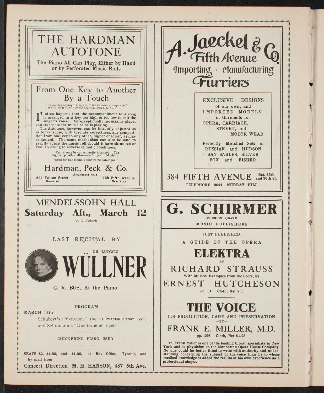 New York Philharmonic, March 10, 1910, program page 8