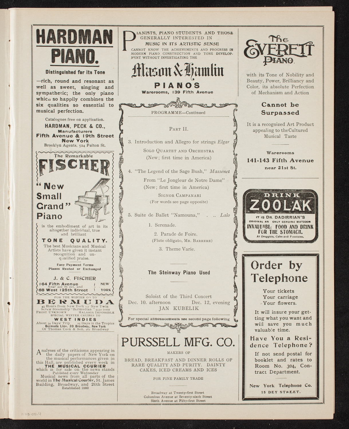 New York Symphony Orchestra, November 28, 1905, program page 7