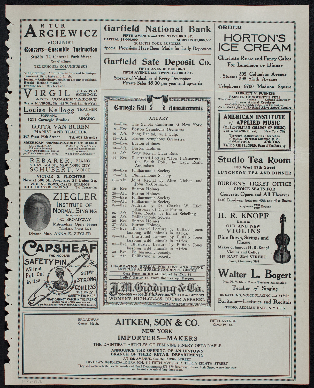 Volpe Symphony Society of New York, January 7, 1913, program page 3