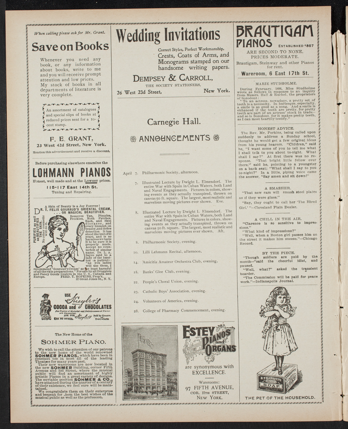 Elmendorf Lecture: The Entire War with Spain in Cuba, April 5, 1899, program page 2