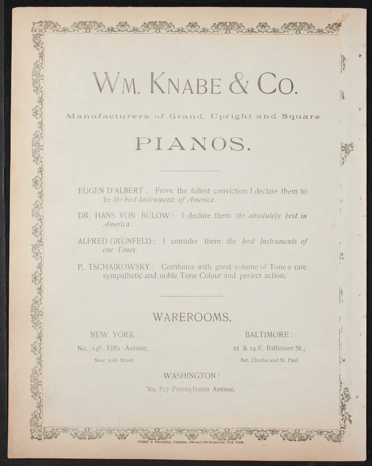 Damrosch Sunday Concert, March 19, 1893, program page 8