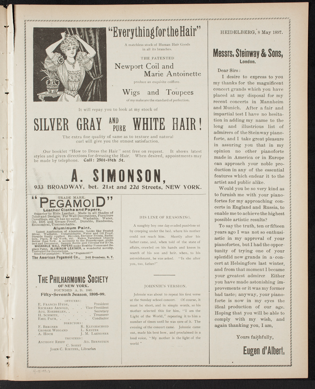 Elmendorf Lecture: The Entire War with Spain in Cuba, April 15, 1899, program page 5