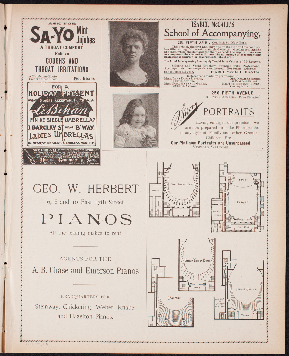 Ignacy Jan Paderewski, Piano, December 12, 1899, program page 3