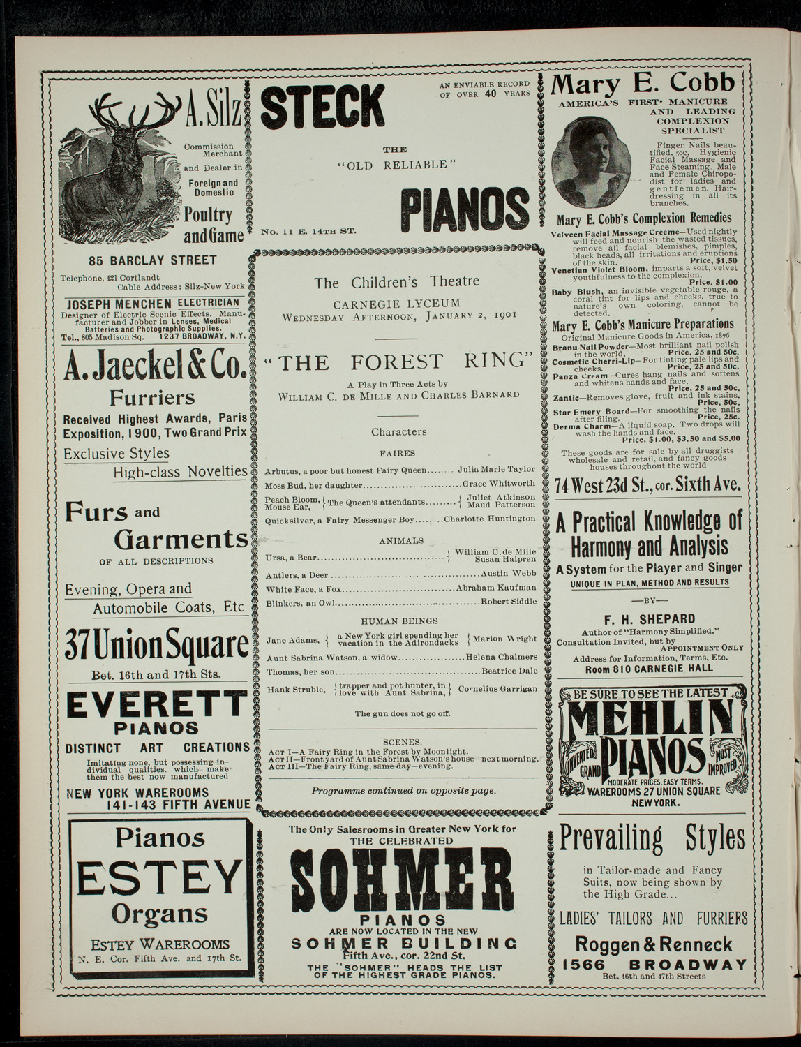 The Children's Theatre, January 2, 1901, program page 2