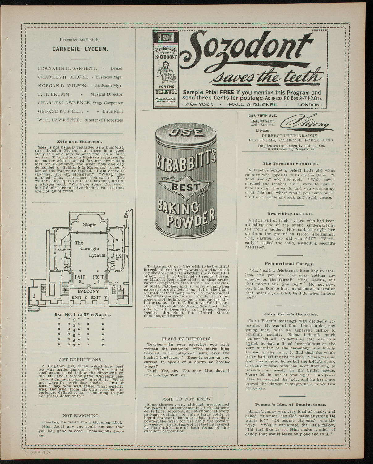 Comparative Literature Society Saturday Morning Conference, March 4, 1899, program page 3