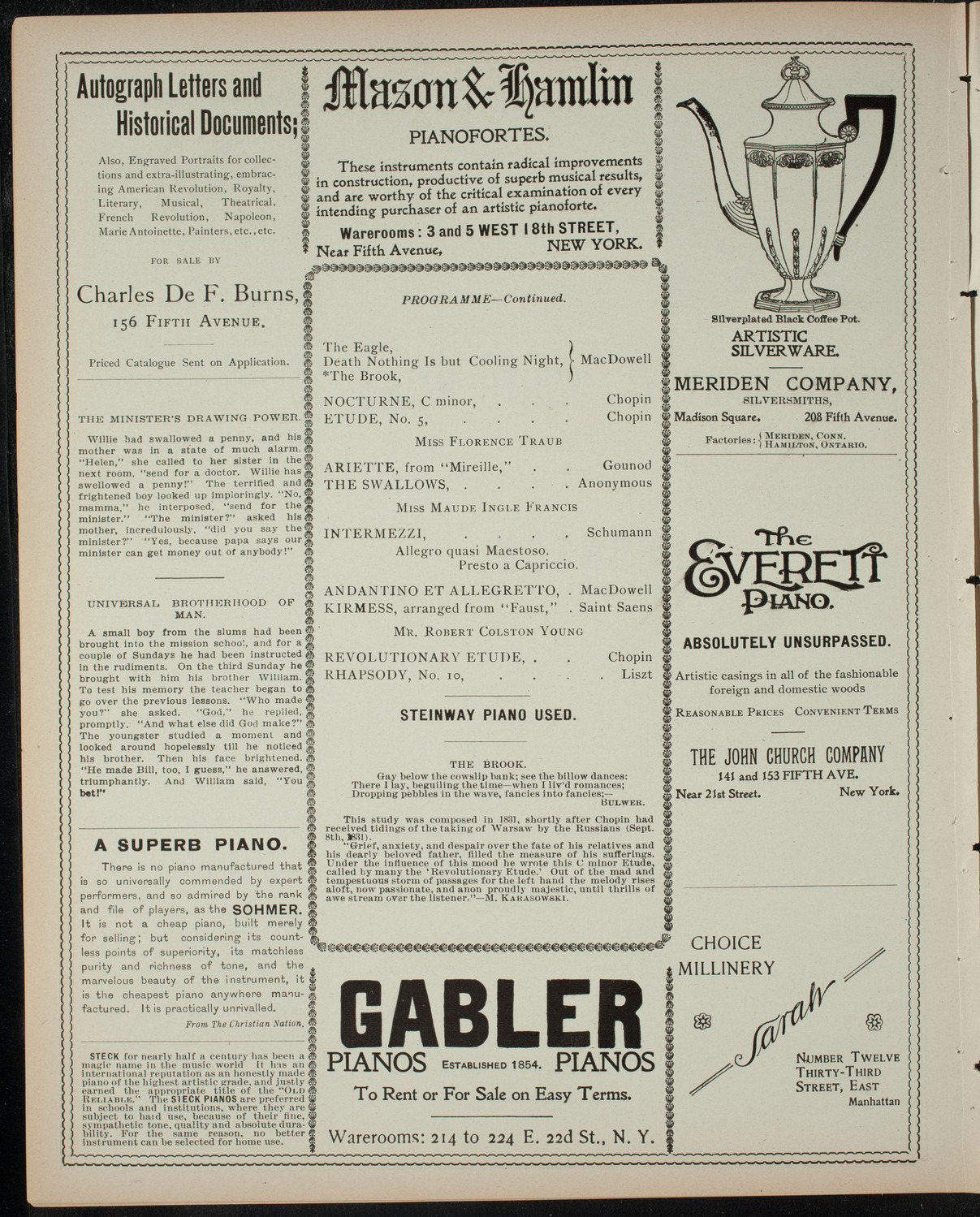 Virgil Piano School Student Recital, May 12, 1899, program page 6