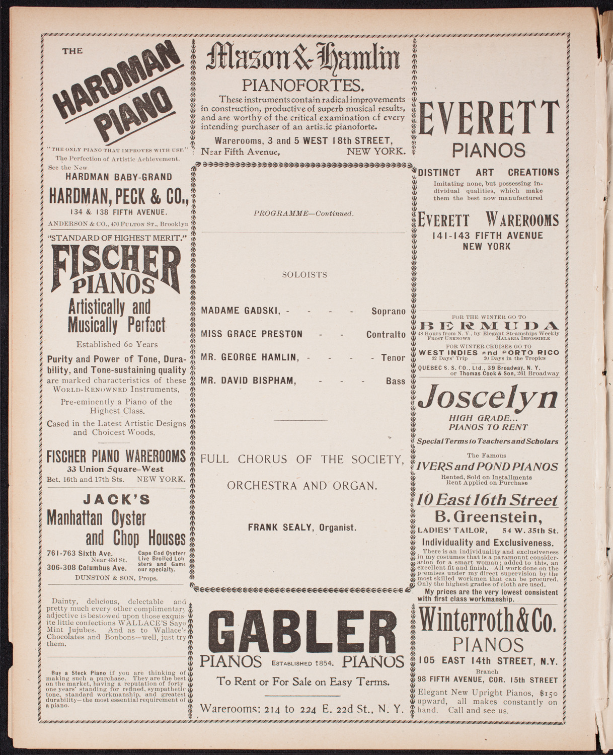 Oratorio Society of New York, December 29, 1899, program page 6